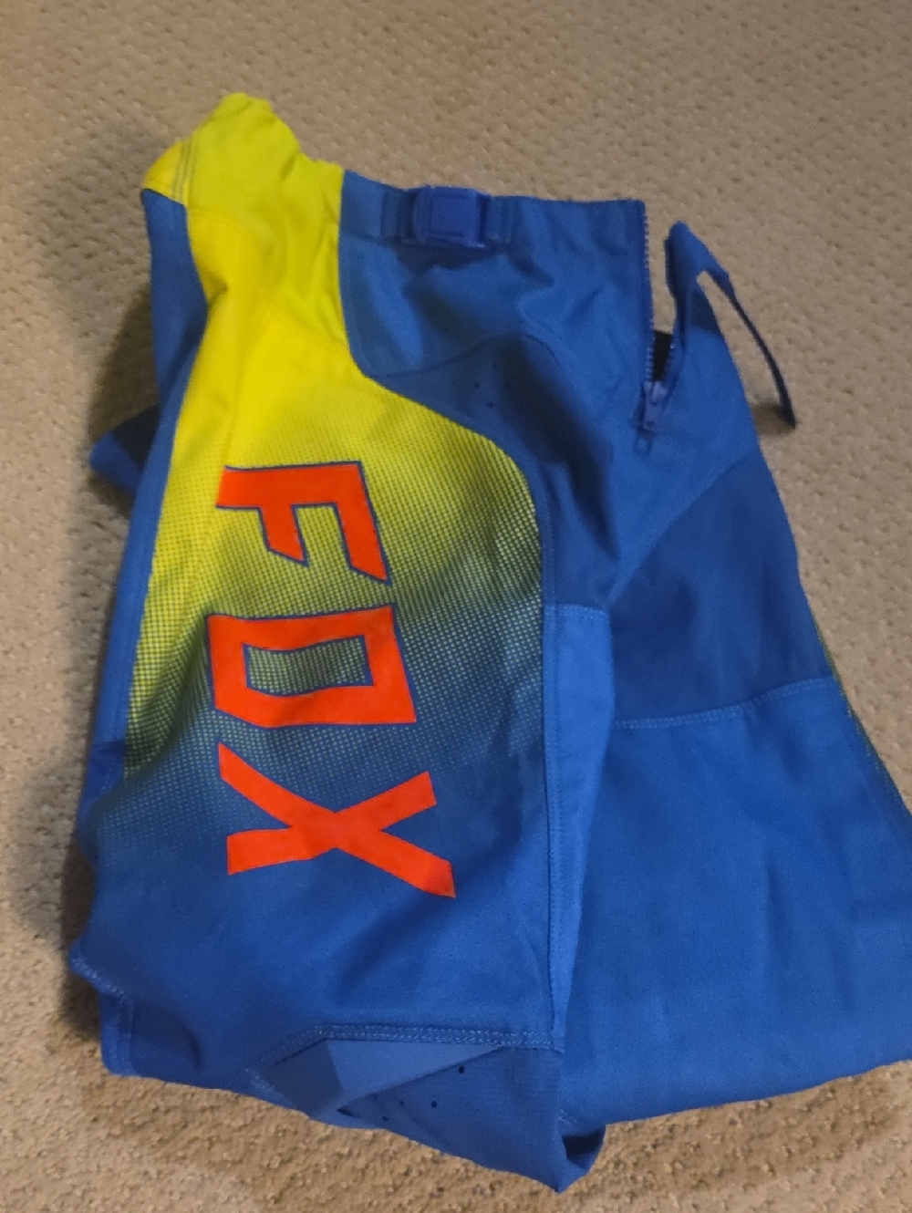 Fox Blue and Neon Yellow MTB Jersey with Orange FOX Graphic